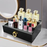 Nouveauté 2026 : Organisateur de parfums et de colognes en bambou à 3 niveaux avec boîte, support de rangement domestique, présentoir efficace et organisateur de tiroirs