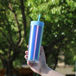 แก้วน้ำพลาสติกแบบมีหลอดดูด ขนาด 500 มล. ปลอดสาร BPA  แบบสองชั้น  ใส  ลายการ์ตูน  สีสันสดใส  สำหรับเล่นกีฬา - Product Image 4