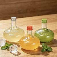 Bouteille en verre pour vin de fruits et boissons, forme globe rond en relief, grande capacité (250ml, 350ml, 500ml), avec bouchon à vis en aluminium