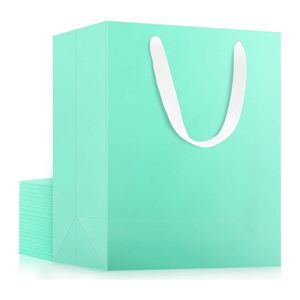 Sacs en papier kraft avec poignées, sacs en papier pour le shopping, sacs pour cadeaux de fête, mariages, anniversaires, sacs en papier haute résistance - Product Image 1