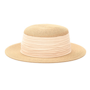 Boater <b>Straw</b> <b>Hat</b> Natural Grass Ribbon Band Beach Summer Women's 56-58CM - Product Image 5