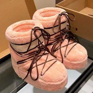 New Fashion Space Genuine <b>Pink</b> <b>Boots</b> Designer Moonlight Brand Luxury Snow <b>Boots</b> Winter Autumn Women's <b>Ankle</b> Bootie Thermal - Product Image 1