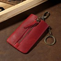 Étui à clés de voiture en cuir véritable, porte-clés à suspendre à la ceinture, unisexe, en cuir de vachette, pochette de protection pour clés de véhicule