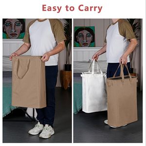Cesto de Ropa Plegable de 50L, Cesto de Ropa Pequeño y Estrecho con Asas para Dormitorio o Residencia Universitaria - Product Image 6