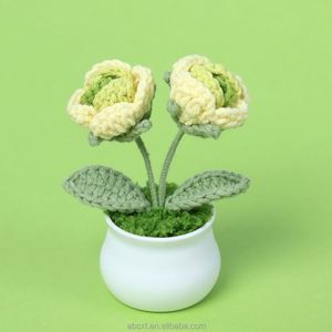 ดอกกุหลาบโครเชต์ขนาดเล็กทำมือในกระถาง ต้นไม้ถักไหมพรม ของขวัญสำหรับวันแม่และวันฮาโลวีน - Product Image 3