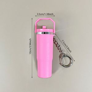 Hot Selling Mini Cup Tumbler Keychain Cute Floral Pendant with Lipstick <b>Holder</b> Portable Charm for Bags & <b>Keys</b> Gift - Product Image 4
