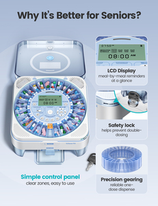 Sistema Automático de Dispensa de Comprimidos, Armazenamento Grande com 28 Compartimentos, Design à Prova d'Água e Umidade para Idosos - Product Image 6