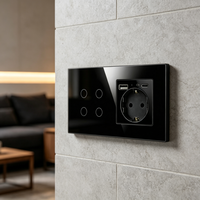 Interruptor de Luz Táctil Inteligente UBARO de 4 Canales, WiFi 2.4GHz, Cristal Templado, Enchufe Schuko EU, Monitor de Energía USB C, Compatible con Alexa y Google Home