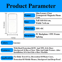 Coque de téléphone magnétique transparente de luxe mince sur mesure pour iPhone 17 18 Pro Max Air