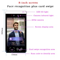 Máquina de Control de Acceso y Asistencia Tendcent con Pantalla Táctil Android 11, Reconocimiento Facial, Medición de Temperatura, Compatible con NFC y QR, Reinicio