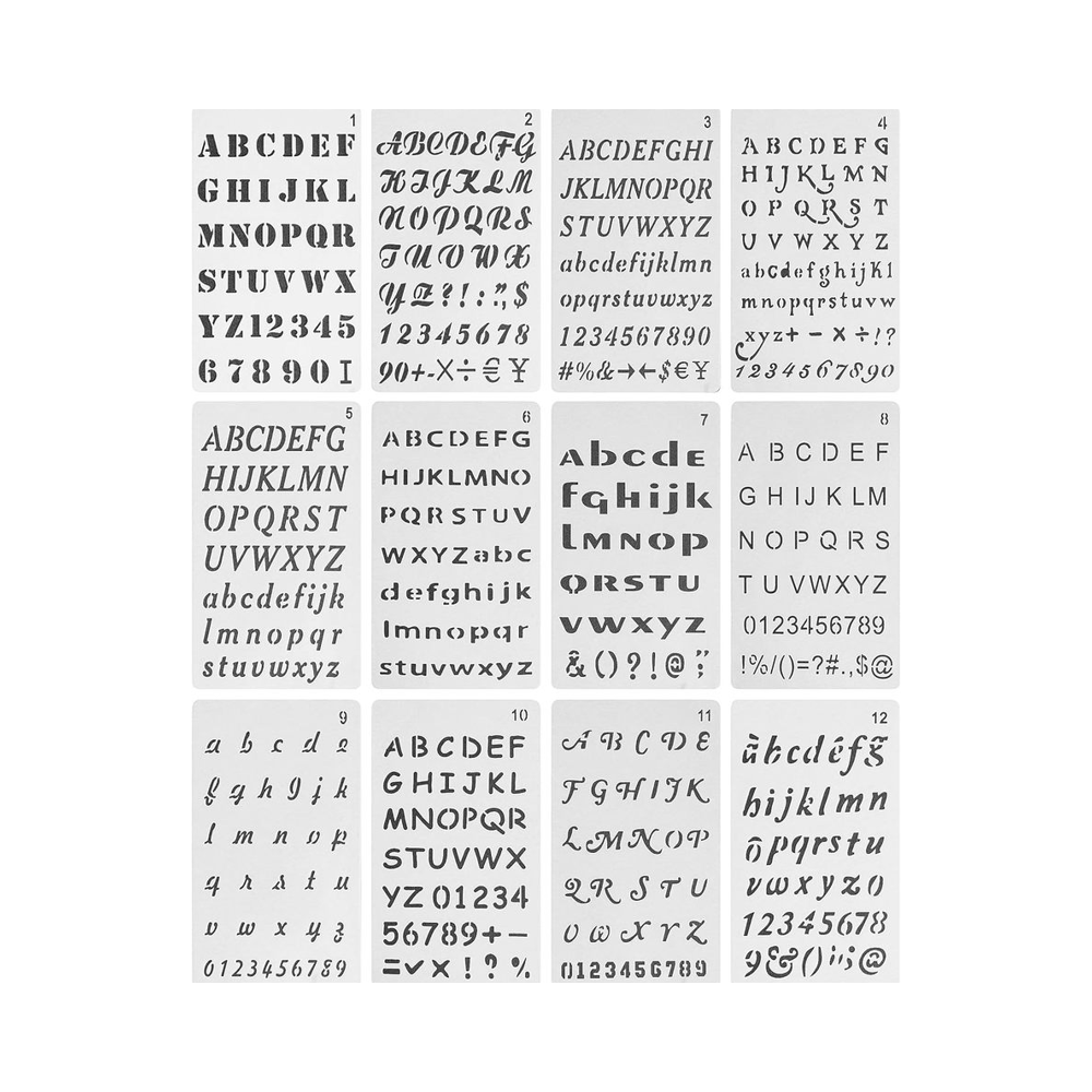 Трафареты с буквами, 12 упаковок, 4 х7 дюймов