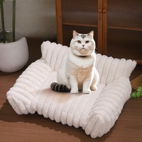 Canapé pour chien en peluche rayé rectangulaire moderne de luxe, vente chaude, coussin chaud pour animaux de compagnie