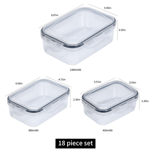 BPA-Free Transparent Plastic Airtight Kitchen Food Storage Container Set Meal Prep Containers With <b>Lids</b> - Product Image 3