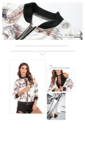 جاكيتات نسائية بتصميم جديد 10C, سترات نسائية بتصميم جديد بطبعة ورود بأسعار منخفضة سترة نسائية مثيرة للجري مع جيب - Product Image 5