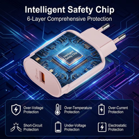 Chargeur de téléphone coloré Macaroon 18W, adaptateur mural rapide QC 3.0 avec protection intelligente de la batterie pour appareils mobiles, prise US EU