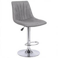 Chaise de bar JOHOOFURNITURE en cuir PU gris mat avec surpiqûres ergonomiques réglables – Tabouret de bar en gros pour comptoir
