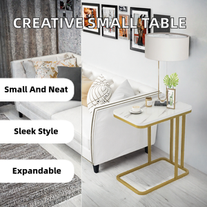 Table basse moderne extensible avec plateau en marbre et structure en métal doré, marque SPH, pour salon, usage décoratif - Product Image 2