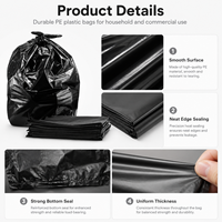 Sacs poubelles noirs plats en PEHD thermoscellables et doublures pour poubelles de cuisine – Personnalisables, vente en gros, OEM