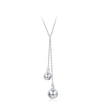 Collar Ajustable de Plata de Ley 925 con Doble Colgante de Bola para Mujer