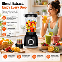 2-in-1 Blender Sapcentrifuge Keukenapparaat 1,5L+0,5L Blender Roestvrijstalen mes Variabele snelheid Keukenapparaat OEM Groothandel