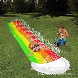 Toboggan aquatique gonflable double 480x150cm en PVC, jouet d'extérieur pour enfants, pour s'amuser sur l'herbe - Product Image 3