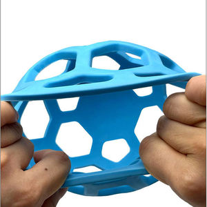 Balle de jeu pour animaux de compagnie en caoutchouc durable, balle creuse en <span class=keywords><strong>maille</strong></span> pour chien, balle rebondissante en caoutchouc non toxique pour les mâchoires agressives, nettoyage des dents - Product Image 5