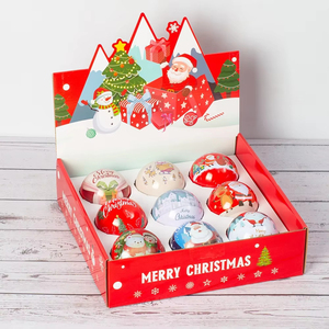 Boule de Noël ronde en plastique avec poignée, motif Père Noël et rennes, décoration de Noël - Product Image 4