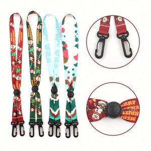 Face Masks Lanyard Strap Custom Logo Durable Beaded Button Christmas Polyester Sublimation Lanyard <b>Snap</b> <b>Hook</b> Disconnect Buckle - Product Image 5