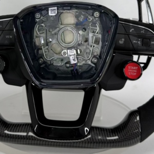 Volante Deportivo de Cuero y Fibra de Carbono Mejorado con Paletas de Cambio LED para <span class=keywords><strong>Audi</strong></span> A7 S7 RS7 RS6 A6 S6 C8, Personalizado en Gamuza - Product Image 6