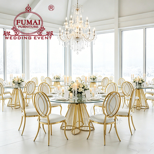Elegant Banquet Hall Stainless Steel Round Dining <b>Tables</b> for Weddings - Product Image 4