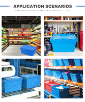 600*400*355mm boîte solide pliable pliable robuste grand stockage Fruits légumes expédition mobile caisse en plastique avec couvercles