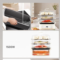 Vaporera Eléctrica de Gran Capacidad de 1500 W, Logotipo Personalizado, 3 Niveles, Multifunción, Acero Inoxidable, Control Digital, para el Hogar, Dim Sum