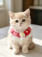Accessoires pour animaux de compagnie écologiques en polyester : Bavoir rayé pour chat, Serviette anti-bave pour chien, Bandanas, Colliers et Nœuds