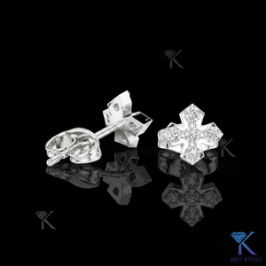 ต่างหูเพชรทรงเรขาคณิตแบบฝัง 5 เม็ด ทองคำแท้ 14K/18K เครื่องประดับผู้หญิงสำหรับงานแต่งงาน งานเลี้ยง - Product Image 3