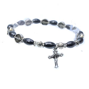 Venta al por mayor, joyería cristiana negra, icono, cuentas negras, Rosario, crucifijo, <span class=keywords><strong>pulsera</strong></span> colgante <span class=keywords><strong>de</strong></span> <span class=keywords><strong>la</strong></span> Virgen María - Product Image 5