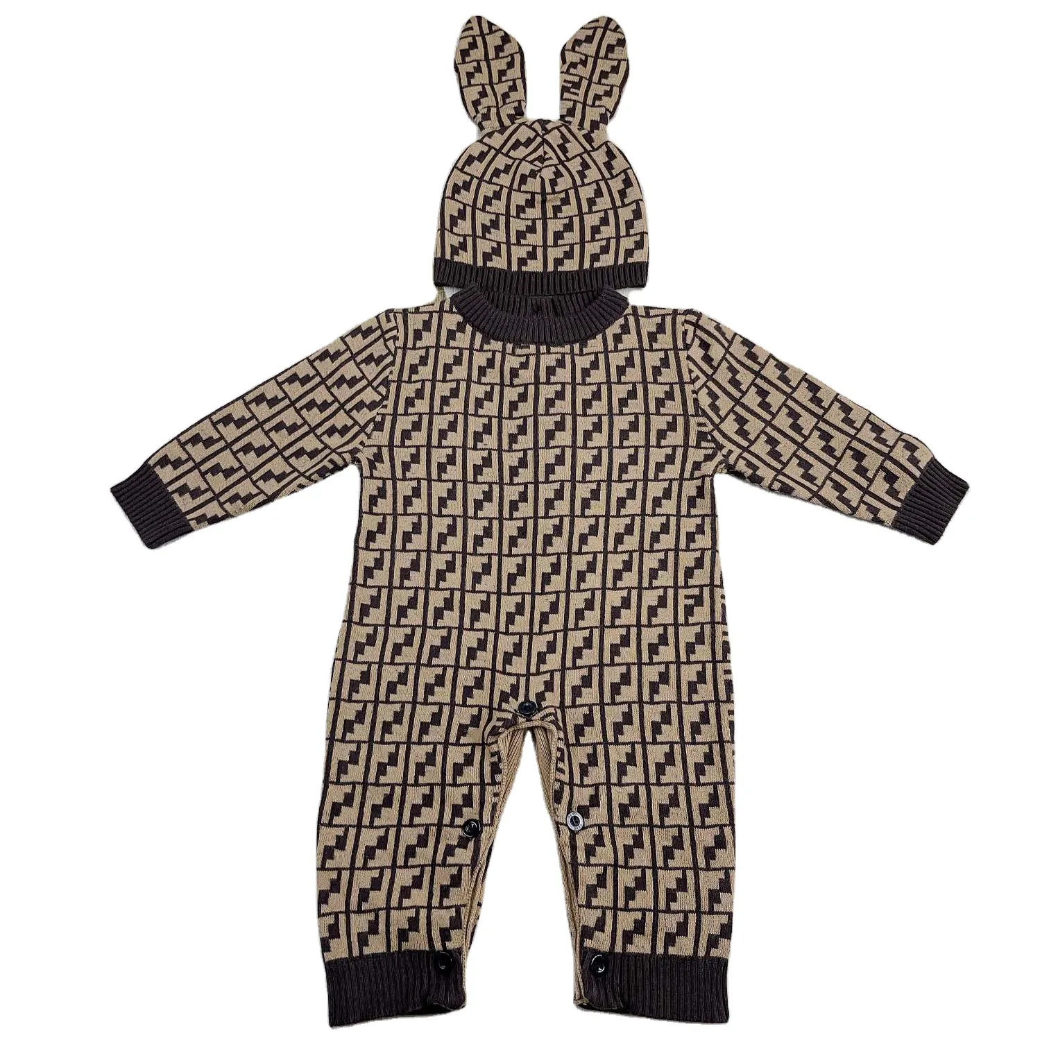 Marque designer de luxe bébé garçon fille enfants vêtements vêtements d'hiver bébé pull barboteuses nitted à manches longues bébé saute