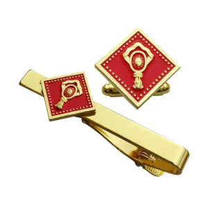Customizable Name Company Logo Cuff Link Set Metal Zinc Alloy Epoxy Enamel Brass Tie bar For Men Luxury In Boxes