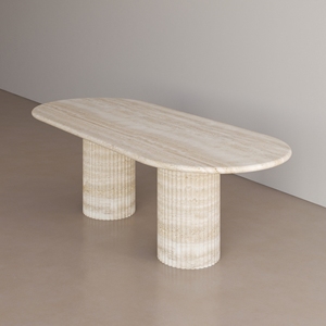 SH STONE, piedra de lujo Natural personalizada, Calacatta, <span class=keywords><strong>viola</strong></span>, interior, mármol real, mesa de comedor ovalada con base estriada - Product Image 6