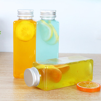 Bouteille en plastique du prix usine 12oz 350ml pour la conception carrée droite de boissons de jus avec la surface d'impression d'écran de bouchons à vis
