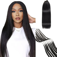 Cheveux Humains Brésiliens Remy Double Drawn, Lisses et Soyeux, 100% Naturels, pour Crochet, avec Nœuds Miracle, Ondulation Lisse et Soyeuse