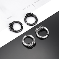 Acier inoxydable Noir Non-Piercing Indolore Oreille Clip Boucles D'oreilles Femmes Hommes Fausses Boucles D'oreilles Punk Pop Bijoux