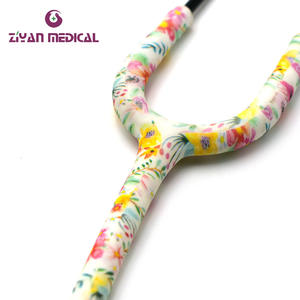 Stéthoscope ZY-8004 en acier inoxydable noir pour adultes, alimentation manuelle, tubes floraux avec design en acier inoxydable imprimé - Product Image 4