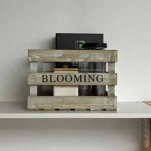 OEM Storage <b>Crate</b> Wood Antique Pine Painted Beige Black Brown Laser Wooden <b>Crate</b> for Home Decoration - Product Image 2