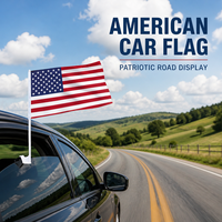 Drapeau de voiture américain 30x45cm, simple face, en polyester, imprimé numériquement, avec mât en PP, pliable pour affichage routier