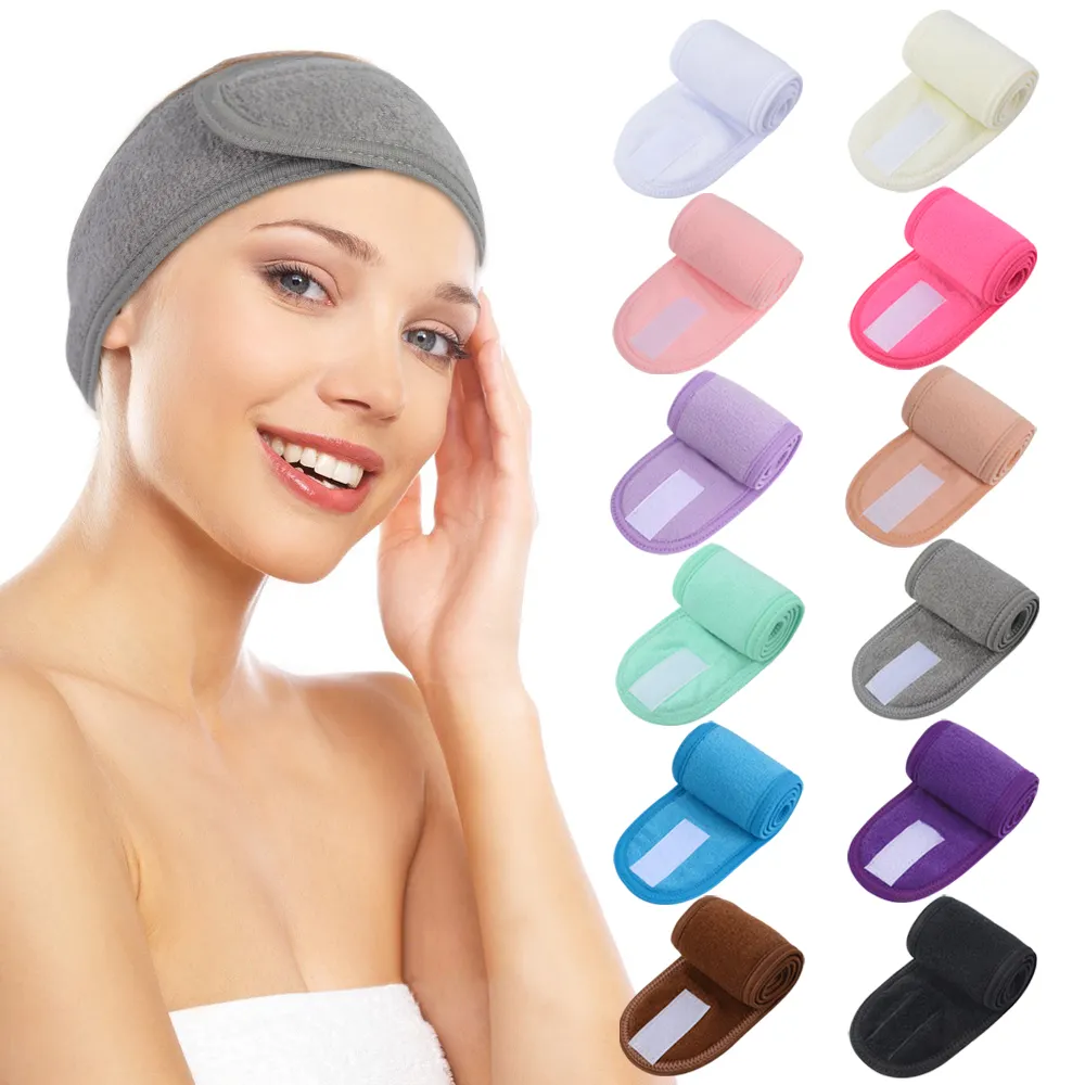 Hochwertiges Low MOQ Custom Logo Weiches verstellbares Spa Make Up Wash Gesicht Hautpflege Stirnband