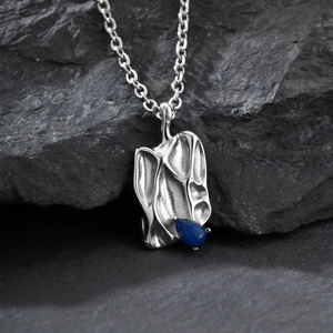 Collar de <span class=keywords><strong>Acero</strong></span> <span class=keywords><strong>Inoxidable</strong></span> 316L con Colgante de Piedra Natural Azul en Forma de Lágrima, Joyería Texturizada Resistente al Agua, Regalo - Product Image 3