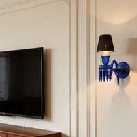 Applique murale de luxe moderne en cristal pour salon, avec abat-jour, idéale pour couloir, chambre à coucher et chevet
