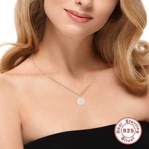 Collar de concha redonda de corazón de amor geométrico para mujer, joyería de plata de ley 925 delicada, venta al por mayor - Product Image 4