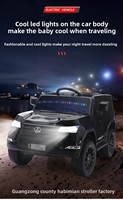 Voiture jouet électrique Lexus 4x4 tout-terrain télécommandée pour enfants de 1 à 6 ans avec musique, conduite autonome, portes ouvrantes, double siège et lumières LED