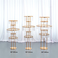 Support de fleurs en métal pour pièce maîtresse de mariage à 5 niveaux Style français élégant support de fleurs en acrylique doré pour l'aménagement intérieur